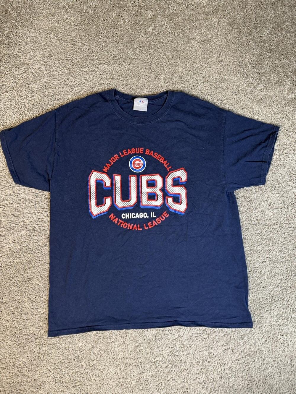 Chicago Cubs Shirt Mens L Blue MLB Baseball Genuine Merchandise 100% Cotton